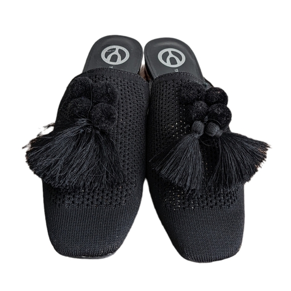 Wishbone tassel mules black size 8M s2 - Picture 1 of 11